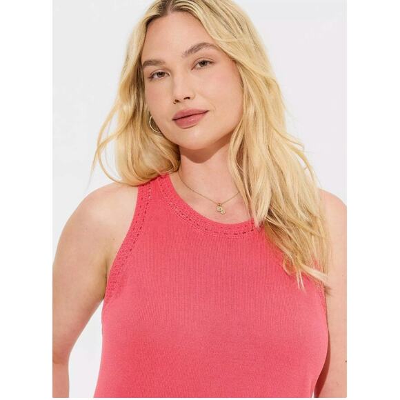 Torrid Crochet Trim Sweater Tank Pink Size 2 - Picture 7 of 9